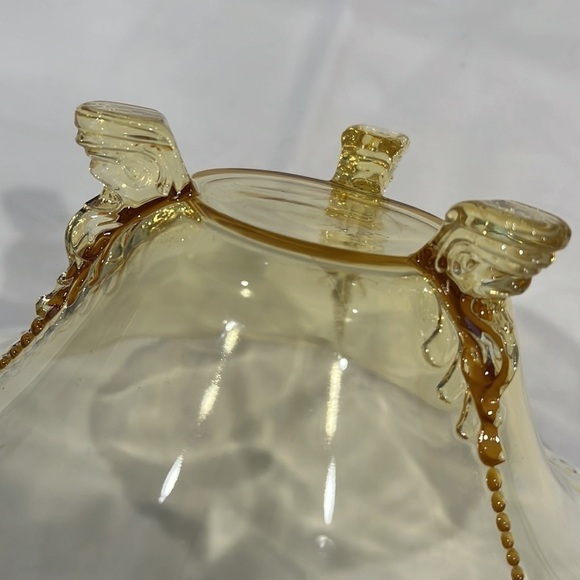 Heisey Vintage Empress “sahara Yellow”, 3 Dolphin Footed, Flared Bowl. - Picture 5 of 8